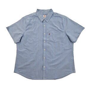 Levi's Short Sleeve Shirt Men's XXL Blue White NWT Standard One Pocket Button Up